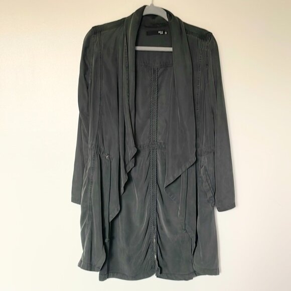 MAX JEANS Green Lightweight Open Front Trench Coat Size S - Picture 2 of 10